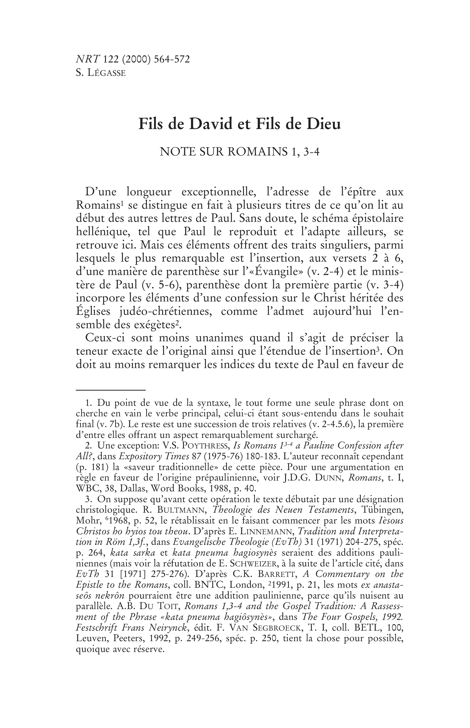 Fils de David et Fils de Dieu