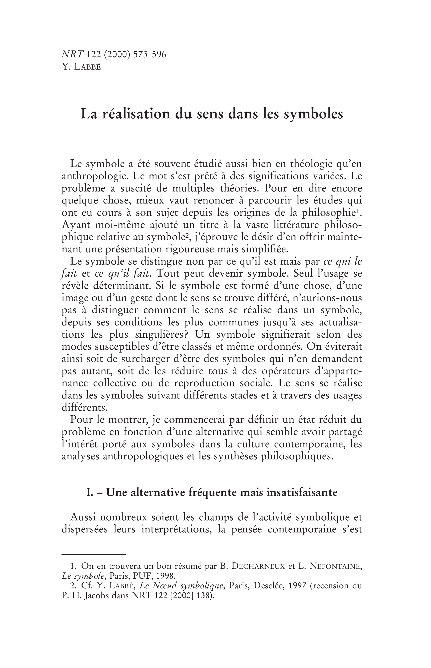La réalisation du sens dans les symboles