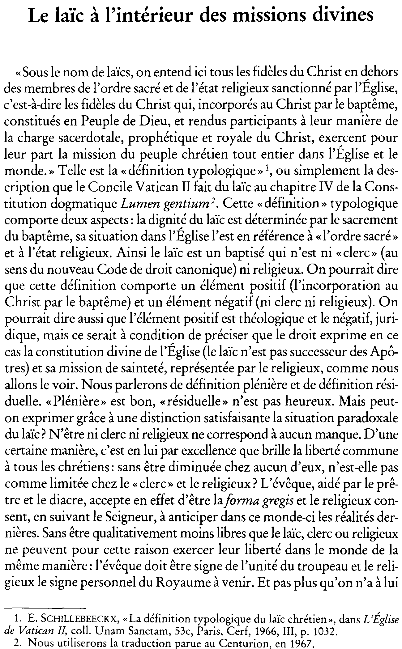 Le laïc à  l'intérieur des missions divines