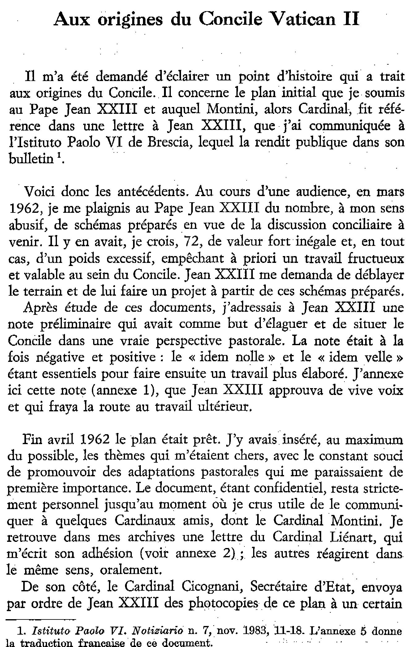 Aux origines du Concile Vatican II