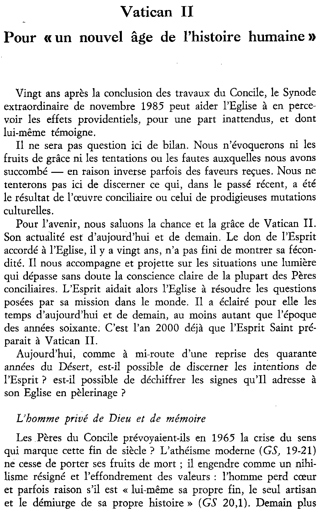 Vatican II. Pour «un nouvel âge de l'histoire humaine»