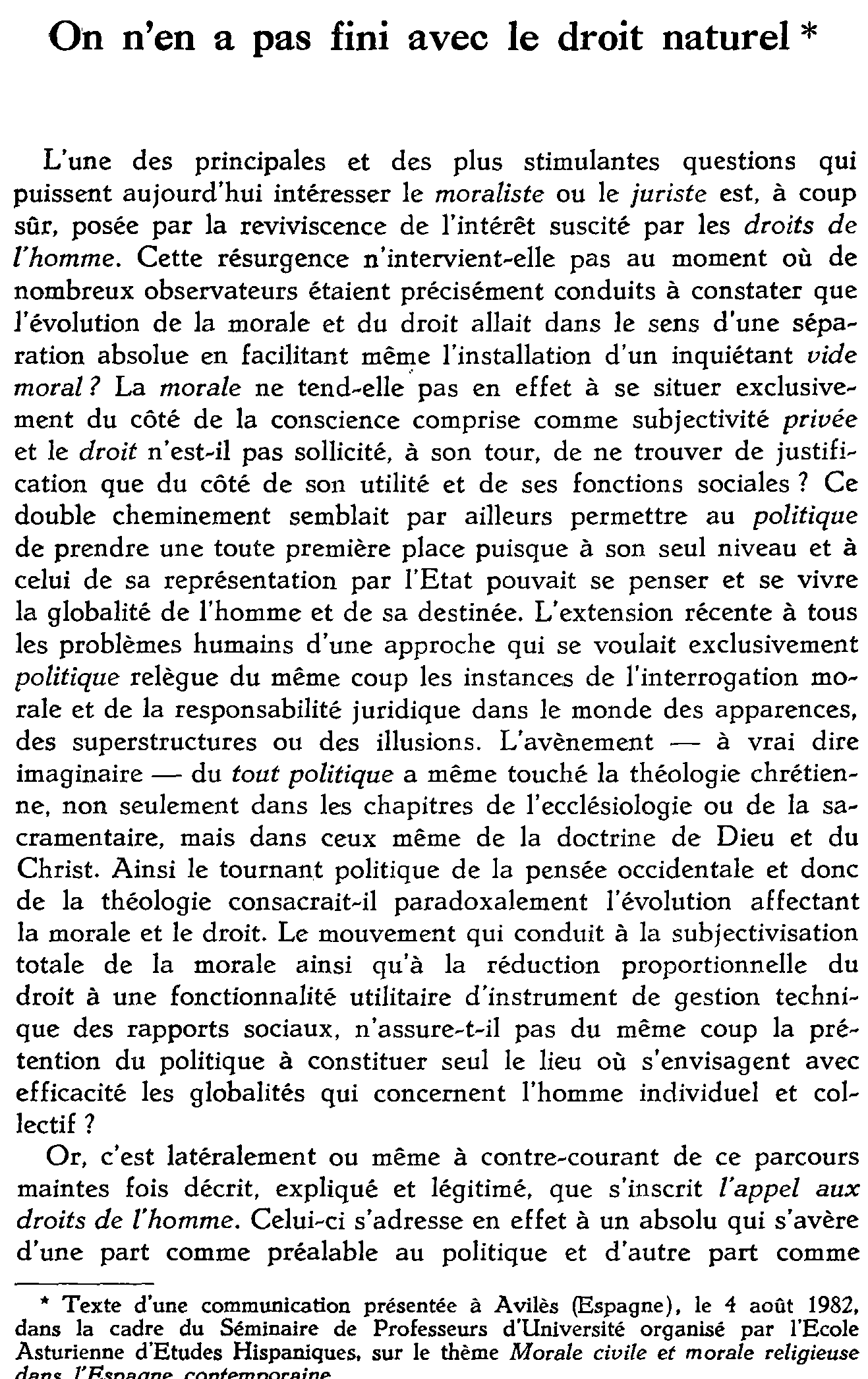 On n'en a pas fini avec le droit naturel