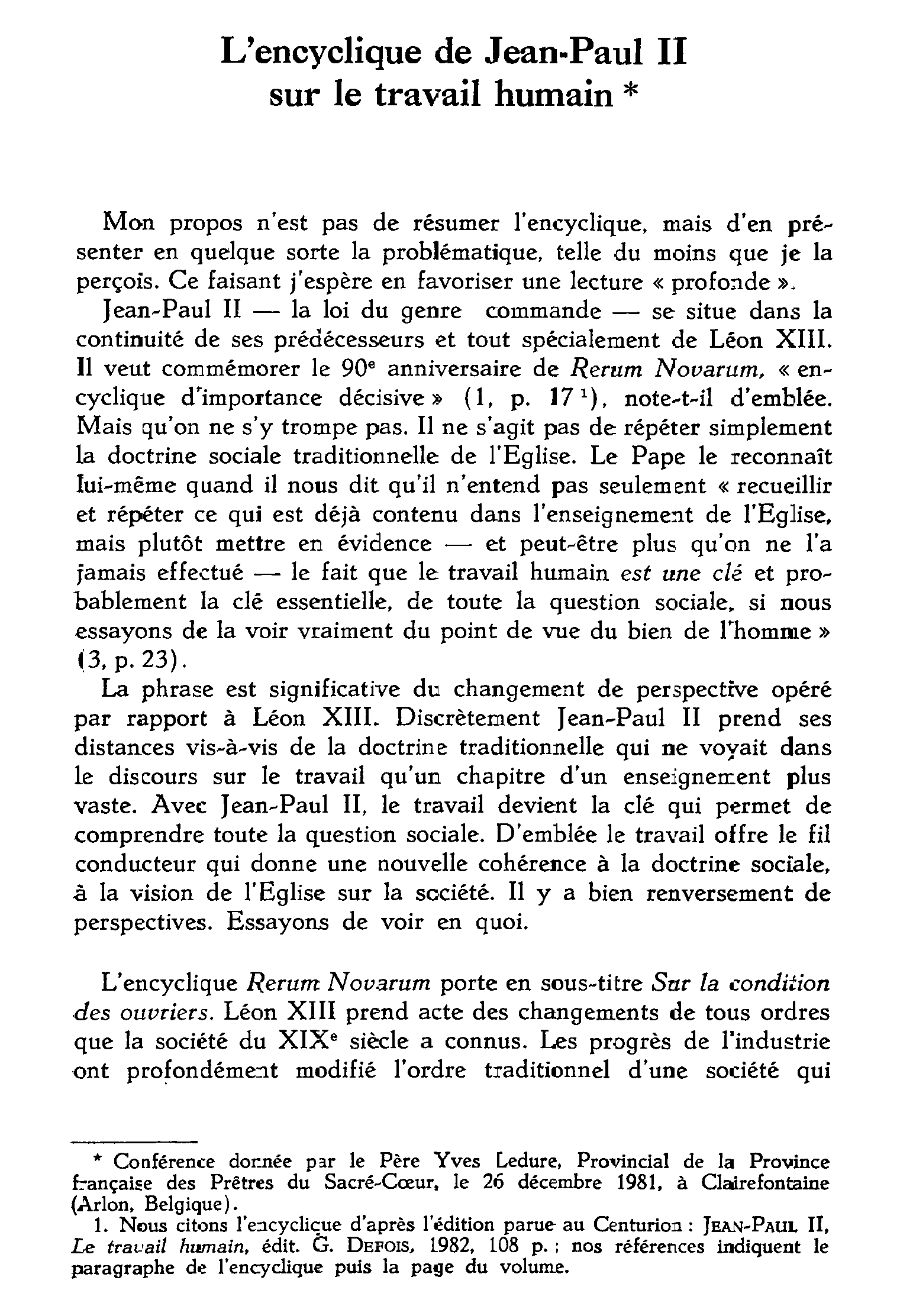L'encyclique de Jean-Paul II sur le travail humain