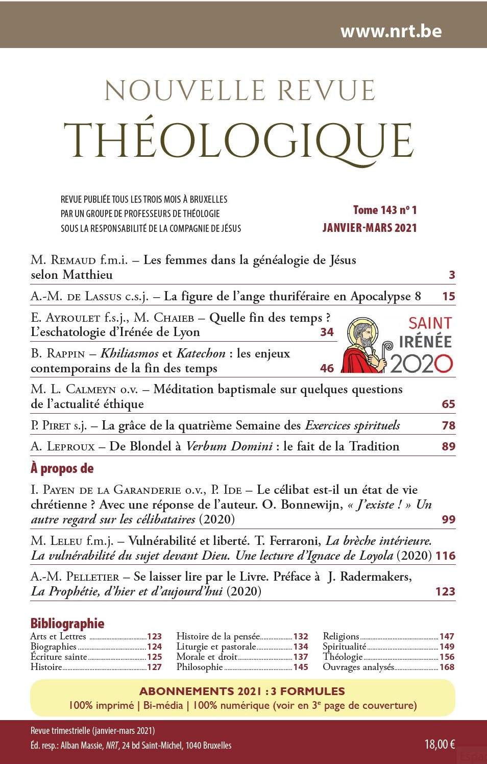 Image infolettre - Nouvelle Revue Théologique - nrt.be